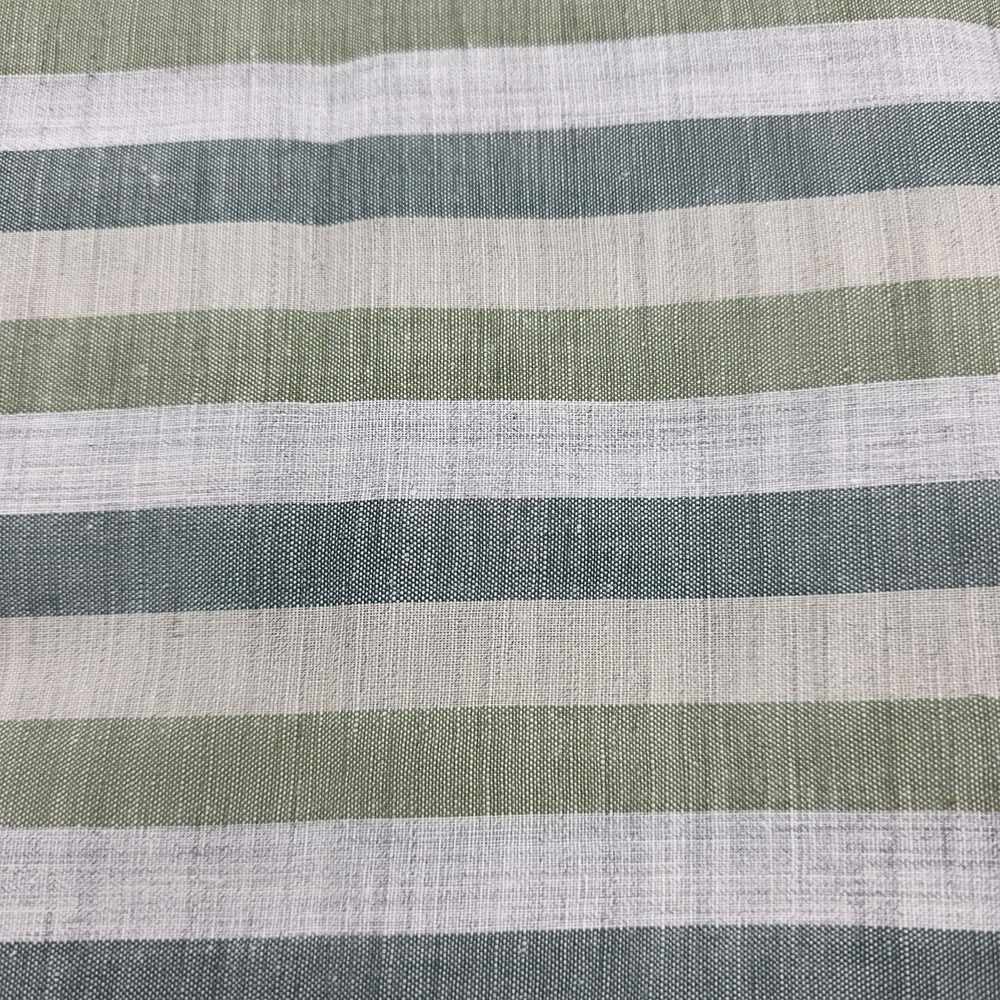4 Pc Vtg Polyester & Cotton Blend Fabric Soft Lightweight Green Gray Striped